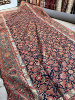 Late 19th Century Palatial Antique Persian Mahal with Navy and Teal / 8'7 x 18'3 Rug #4288