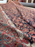 Late 19th Century Palatial Antique Persian Mahal with Navy and Teal / 8'7 x 18'3 Rug #4288
