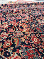 Late 19th Century Palatial Antique Persian Mahal with Navy and Teal / 8'7 x 18'3 Rug #4288