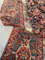 Late 19th Century Palatial Antique Persian Mahal with Navy and Teal / 8'7 x 18'3 Rug #4288