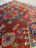 Small Antique Persian Scatter Rug / 3'1 x 4'5 Gharajeh Rug #4399ML