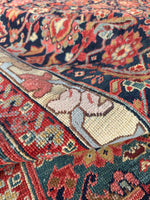 Late 19th Century Palatial Antique Persian Mahal with Navy and Teal / 8'7 x 18'3 Rug #4288