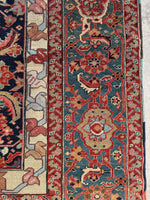 Late 19th Century Palatial Antique Persian Mahal with Navy and Teal / 8'7 x 18'3 Rug #4288