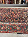 Late 19th Century Palatial Antique Persian Mahal with Navy and Teal / 8'7 x 18'3 Rug #4288
