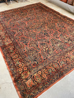 10x13 Antique Persian Sarouk on Wild Salmon Ground #3061