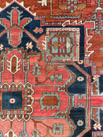 Antique Persian Heriz Serapi Rug with Rust / 9'9 x 11'8 Persian Rug #3848