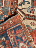 Antique Persian Heriz Serapi Rug with Rust / 9'9 x 11'8 Persian Rug #3848