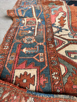Antique Persian Heriz Serapi Rug with Rust / 9'9 x 11'8 Persian Rug #3848