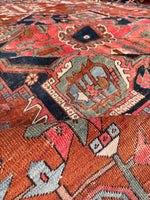 Antique Persian Heriz Serapi Rug with Rust / 9'9 x 11'8 Persian Rug #3848