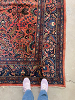 9x12 Antique Persian Coral Blush Rug #3208