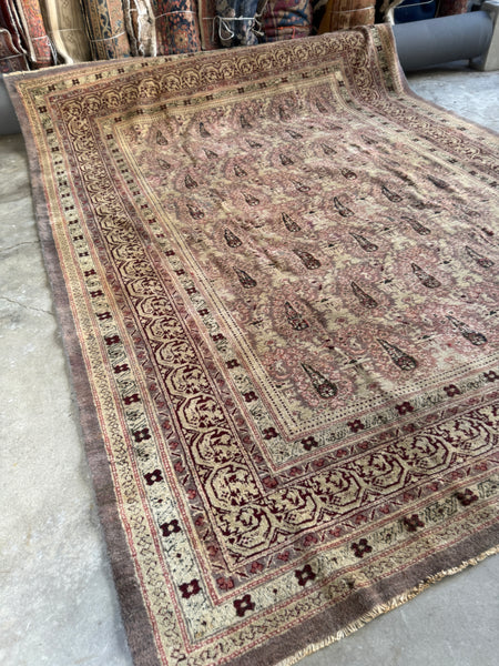 8x11 Antique Agra Lavender & Maroon Paisley Rug #3466