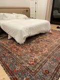 9x12 Worn Vintage Persian Rug  / Persian Mahal Rug #1969