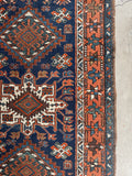 3x10 Persian Vintage Runner / Navy and Rust Vintage Persian Runner #4108