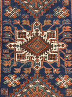 3x10 Persian Vintage Runner / Navy and Rust Vintage Persian Runner #4108