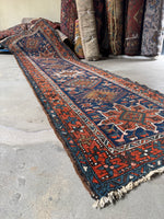 3x10 Persian Vintage Runner / Navy and Rust Vintage Persian Runner #4108