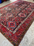 8'5 x 12'3 Midnight Blue Ground Tribal Persian Rug #3204 / Antique Persian Gharajeh Karaja rug