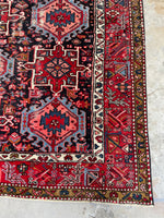 8'5 x 12'3 Midnight Blue Ground Tribal Persian Rug #3204 / Antique Persian Gharajeh Karaja rug