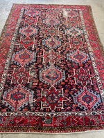 8'5 x 12'3 Midnight Blue Ground Tribal Persian Rug #3204 / Antique Persian Gharajeh Karaja rug