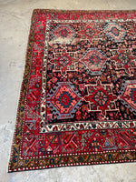 8'5 x 12'3 Midnight Blue Ground Tribal Persian Rug #3204 / Antique Persian Gharajeh Karaja rug