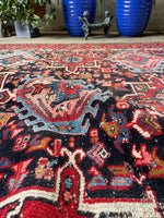 8'5 x 12'3 Midnight Blue Ground Tribal Persian Rug #3204 / Antique Persian Gharajeh Karaja rug