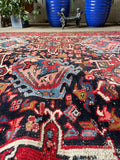 8'5 x 12'3 Midnight Blue Ground Tribal Persian Rug #3304 / Antique Persian Gharajeh Karaja rug