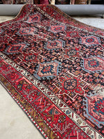 8'5 x 12'3 Midnight Blue Ground Tribal Persian Rug #3204 / Antique Persian Gharajeh Karaja rug