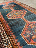 Tribal Persian Runner with Teal / 3'7 x 12'3 Antique Persian Runner #3307