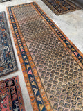 Worn Antique Persian Runner / 3'4 x 12'9 Runner #4293