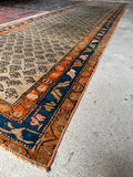 Worn Antique Persian Runner / 3'4 x 12'9 Runner #4293