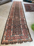 3'7 x 16'6 Antique Worn Persian Runner with Rust Border #3055