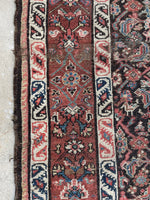 3'7 x 16'6 Antique Worn Persian Runner with Rust Border #3055