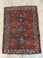 Small Vintage Persian Rug / 3'7 x 4'10 Antique Persian Shiraz Rug #3222
