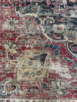 13x15 Distressed Antique Persian Rug #1501 / 12x15 Worn Vintage Rug