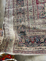 13x15 Distressed Antique Persian Rug #1501 / 12x15 Worn Vintage Rug