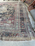 13x15 Distressed Antique Persian Rug #1501 / 12x15 Worn Vintage Rug
