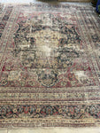 13x15 Distressed Antique Persian Rug #1501 / 12x15 Worn Vintage Rug