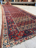 Long Persian Antique Rug Runner / 3'6 x 15'1 Antique Bidjar Runner #4422