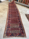 Long Persian Antique Rug Runner / 3'6 x 15'1 Antique Bidjar Runner #4422
