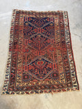Worn Antique Persian Afshar Rug / 4'4 x 5'7 Rug #4423