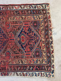 Worn Antique Persian Afshar Rug / 4'4 x 5'7 Rug #4423