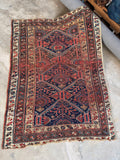 Worn Antique Persian Afshar Rug / 4'4 x 5'7 Rug #4423