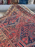 Worn Antique Persian Afshar Rug / 4'4 x 5'7 Rug #4423