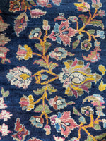 9x11 Antique Persian Mohajeran Sarouk Rug / Navy Blue Ground with Floral Sprays #3578