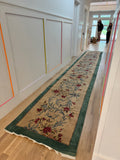 Long Vintage Floral Rug Runner / Antique Persian Runner #1986 / 3x20 Vintage Runner