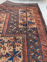 Antique Baluch Prayer Rug /  2'7 x 3'10 Persian Rug #3314