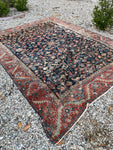 Antique Navy Blue Persian Heriz / 8'5 x 10'10 Rug