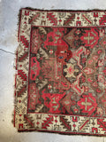 19th Century Worn Rug / 3'4 x 4'9 Antique Caucasian Rug #3041