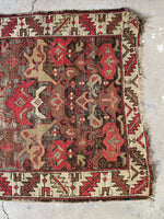 19th Century Worn Rug / 3'4 x 4'9 Antique Caucasian Rug #3041