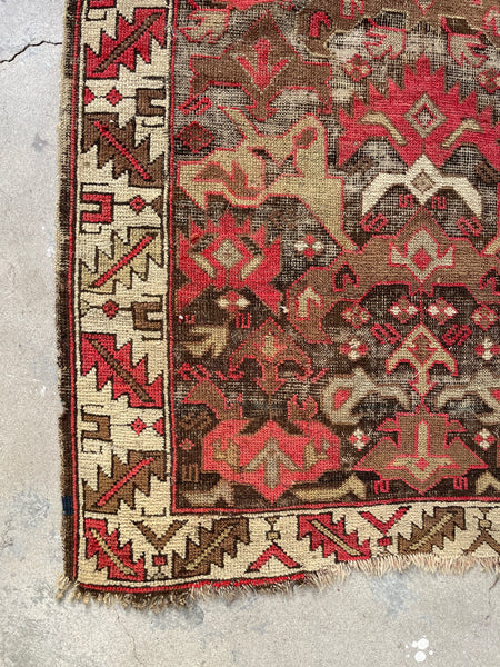Pursion Rug Worn 19th Century Worn Rug / 3'4 x 4'9 Antique Caucasian Rug #3041 – Blue ...