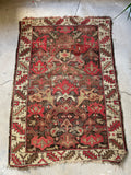 19th Century Worn Rug / 3'4 x 4'9 Antique Caucasian Rug #3041